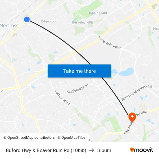Buford Hwy & Beaver Ruin Rd (10bib) to Lilburn map