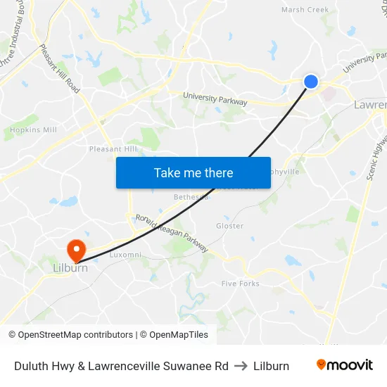Duluth Hwy & Lawrenceville Suwanee Rd to Lilburn map