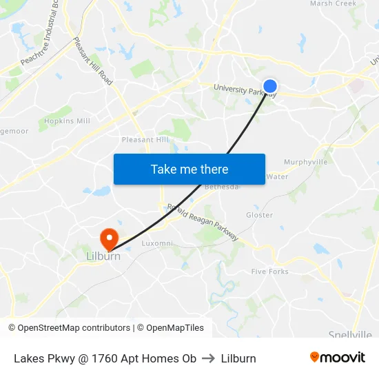 Lakes Pkwy @ 1760 Apt Homes Ob to Lilburn map