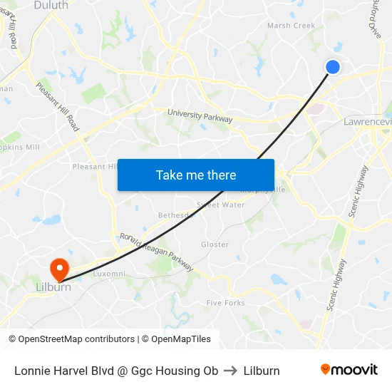 Lonnie Harvel Blvd @ Ggc Housing Ob to Lilburn map