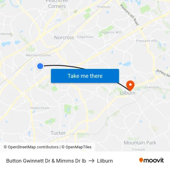 Button Gwinnett Dr & Mimms Dr Ib to Lilburn map