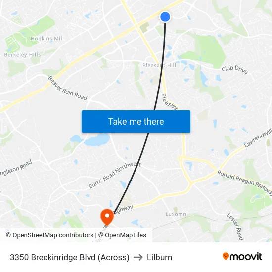 3350 Breckinridge Blvd (Across) to Lilburn map