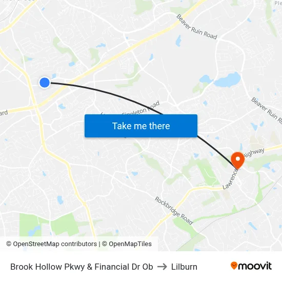Brook Hollow Pkwy & Financial Dr Ob to Lilburn map