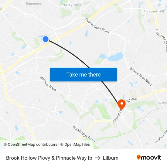 Brook Hollow Pkwy & Pinnacle Way Ib to Lilburn map