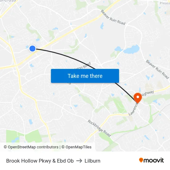 Brook Hollow Pkwy & Ebd Ob to Lilburn map
