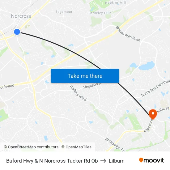 Buford Hwy & N Norcross Tucker Rd Ob to Lilburn map