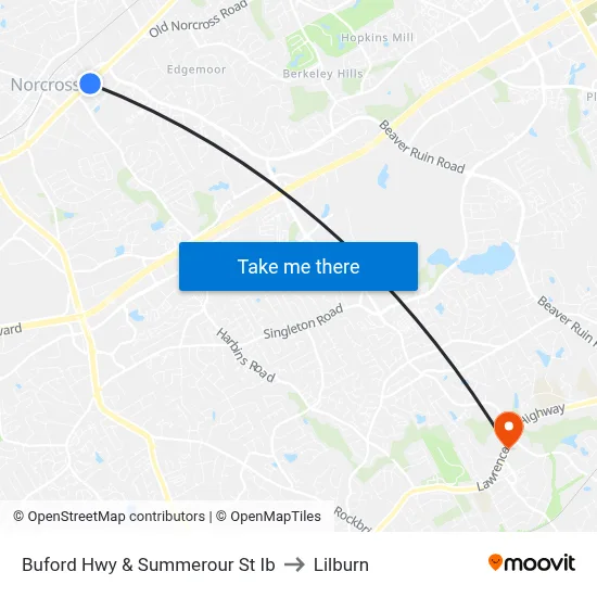 Buford Hwy & Summerour St Ib to Lilburn map