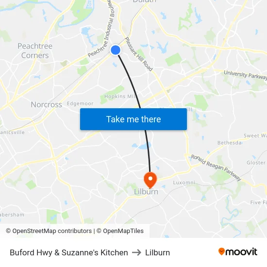 Buford Hwy & Suzanne's Kitchen to Lilburn map