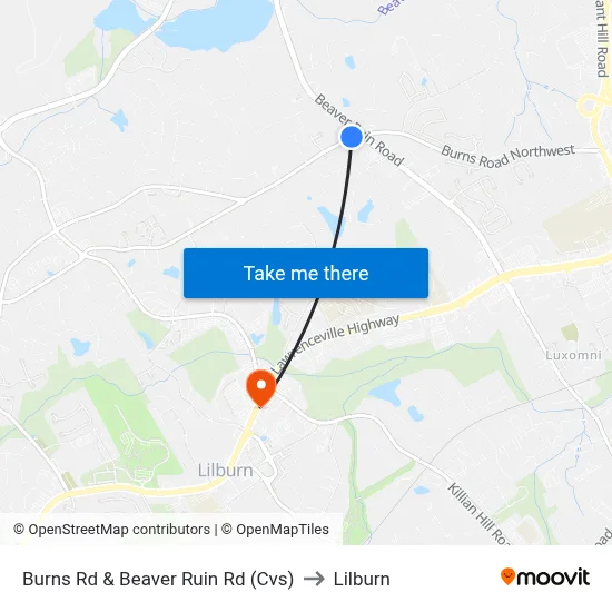 Burns Rd & Beaver Ruin Rd (Cvs) to Lilburn map