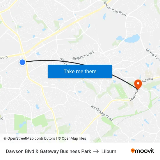 Dawson Blvd & Gateway Business Park to Lilburn map