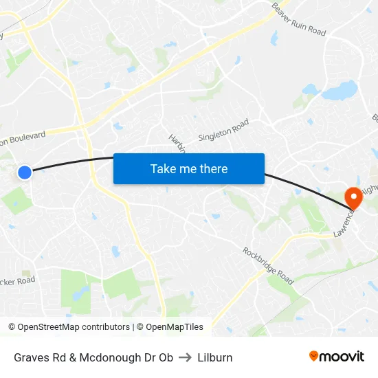 Graves Rd & Mcdonough Dr Ob to Lilburn map