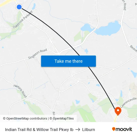 Indian Trail Rd & Willow Trail Pkwy Ib to Lilburn map