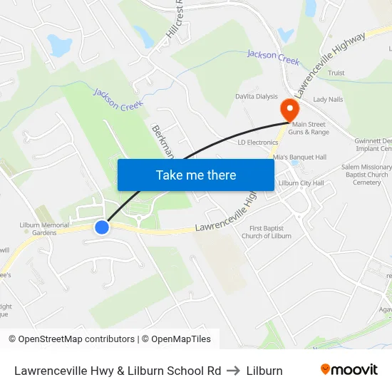 Lawrenceville Hwy & Lilburn School Rd to Lilburn map