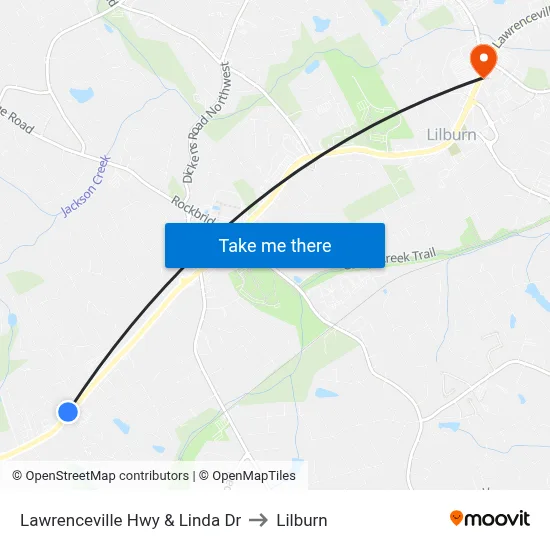 Lawrenceville Hwy & Linda Dr to Lilburn map