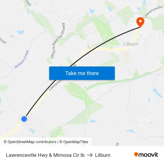 Lawrenceville Hwy & Mimosa Cir Ib to Lilburn map