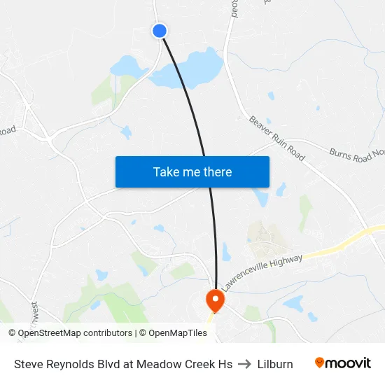 Steve Reynolds Blvd at Meadow Creek Hs to Lilburn map