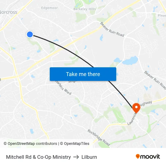 Mitchell Rd & Co-Op Ministry to Lilburn map