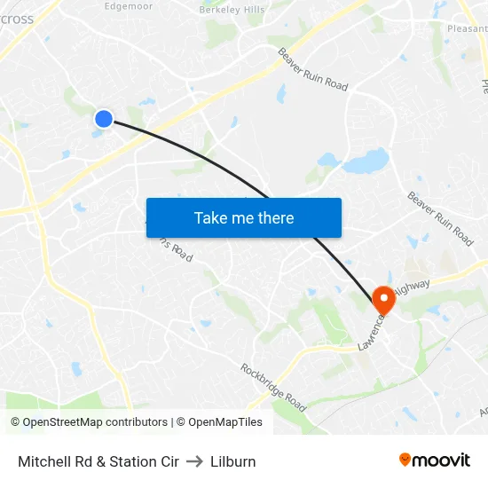 Mitchell Rd & Station Cir to Lilburn map