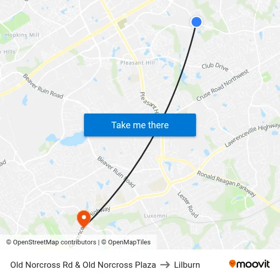 Old Norcross Rd & Old Norcross Plaza to Lilburn map