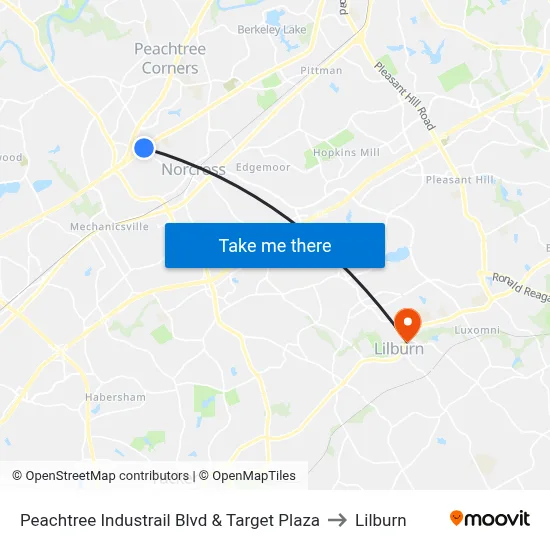 Peachtree Industrail Blvd & Target Plaza to Lilburn map