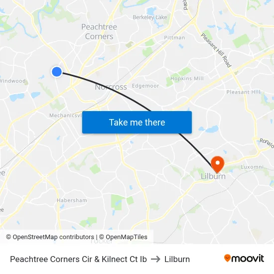 Peachtree Corners Cir & Kilnect Ct Ib to Lilburn map