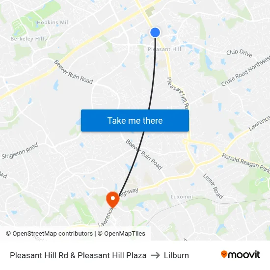 Pleasant Hill Rd & Pleasant Hill Plaza to Lilburn map