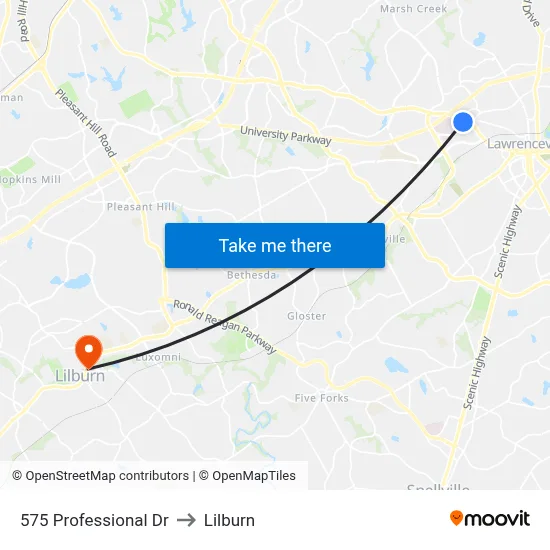 575 Professional Dr to Lilburn map