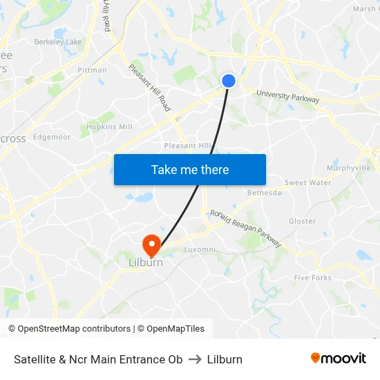 Satellite & Ncr Main Entrance Ob to Lilburn map