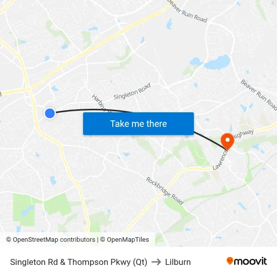 Singleton Rd & Thompson Pkwy (Qt) to Lilburn map