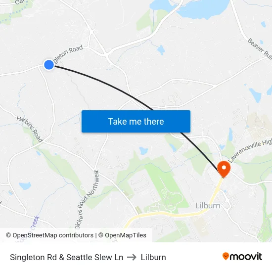 Singleton Rd & Seattle Slew Ln to Lilburn map