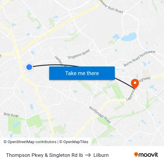 Thompson Pkwy & Singleton Rd Ib to Lilburn map