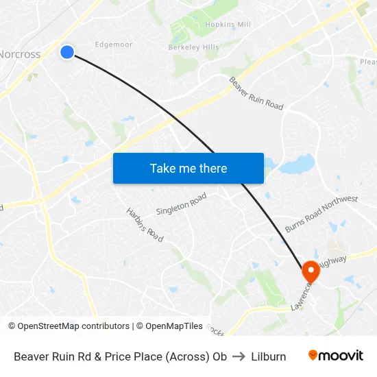 Beaver Ruin Rd & Price Place (Across) Ob to Lilburn map