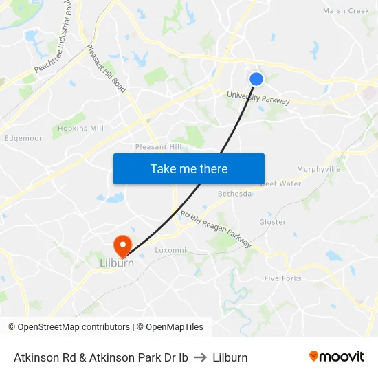Atkinson Rd & Atkinson Park Dr Ib to Lilburn map
