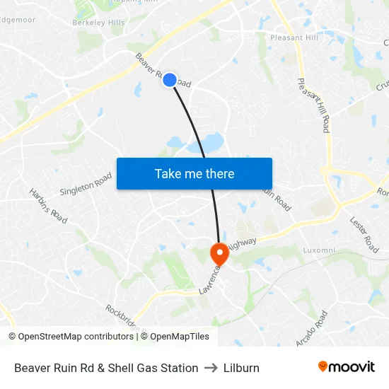 Beaver Ruin Rd & Shell Gas Station to Lilburn map