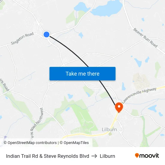 Indian Trail Rd & Steve Reynolds Blvd to Lilburn map