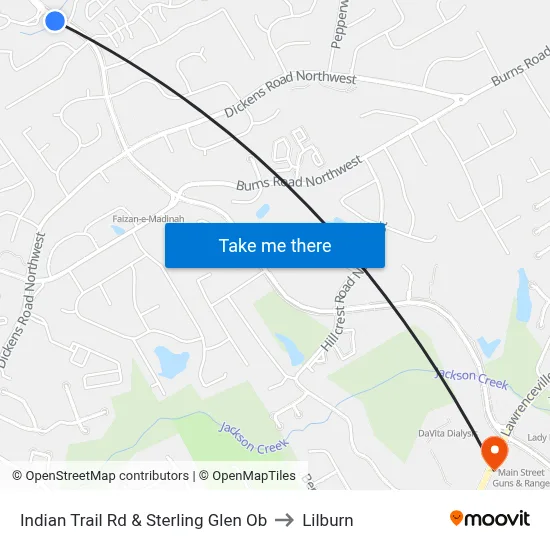 Indian Trail Rd & Sterling Glen Ob to Lilburn map