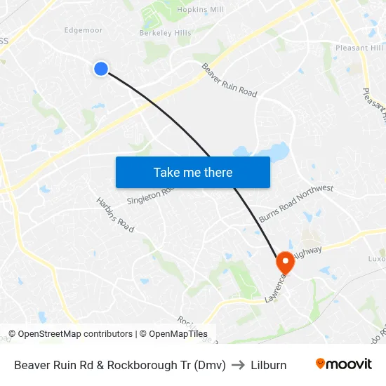 Beaver Ruin Rd & Rockborough Tr (Dmv) to Lilburn map