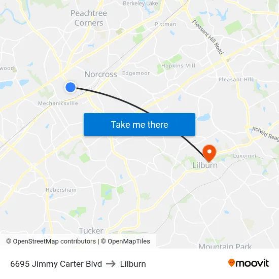 6695 Jimmy Carter Blvd to Lilburn map