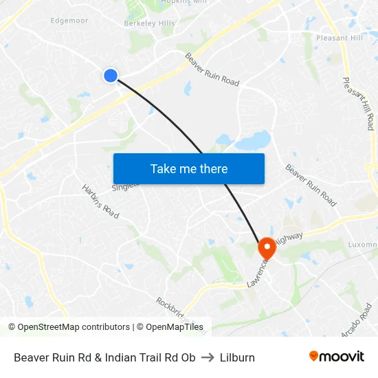 Beaver Ruin Rd & Indian Trail Rd Ob to Lilburn map