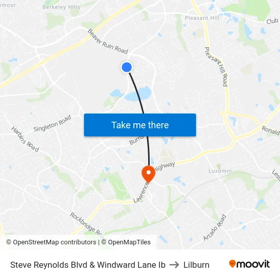 Steve Reynolds Blvd & Windward Lane Ib to Lilburn map