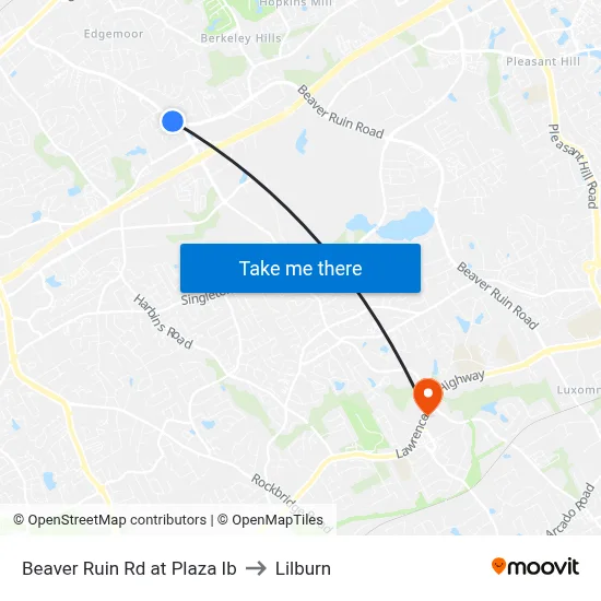 Beaver Ruin Rd at Plaza Ib to Lilburn map