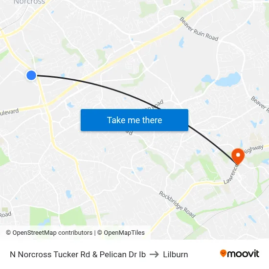 N Norcross Tucker Rd & Pelican Dr Ib to Lilburn map