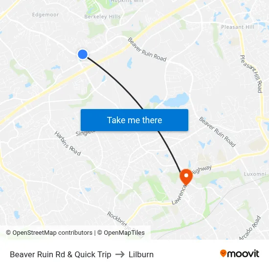 Beaver Ruin Rd & Quick Trip to Lilburn map