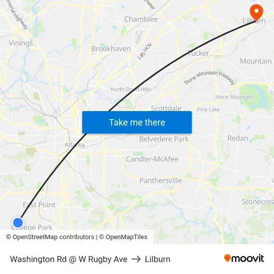 Washington Rd @ W Rugby Ave to Lilburn map
