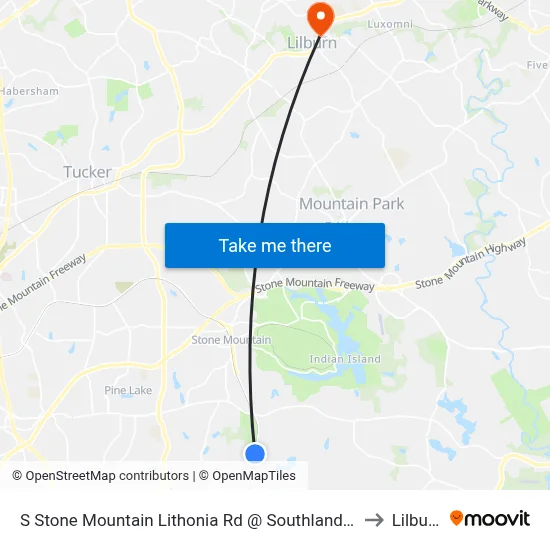 S Stone Mountain Lithonia Rd @ Southland Dr to Lilburn map