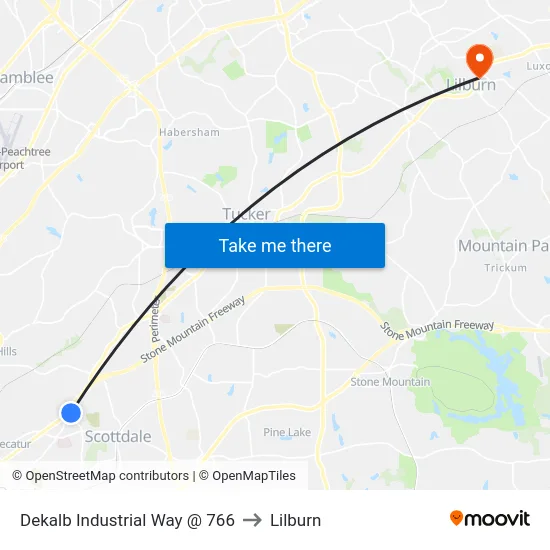 Dekalb Industrial Way @ 766 to Lilburn map