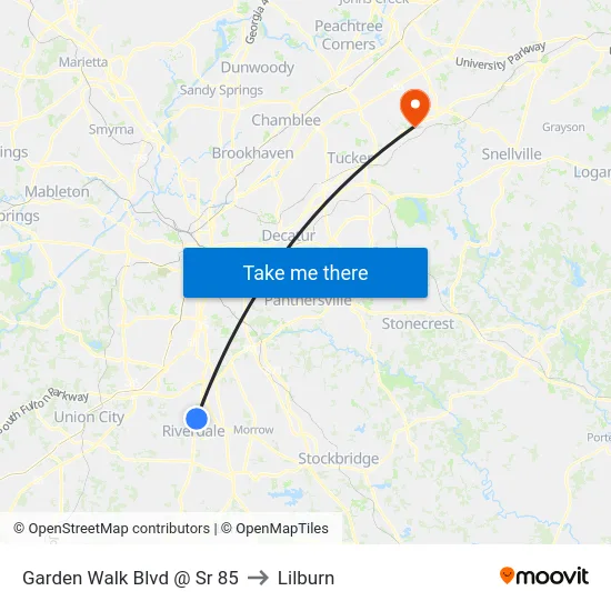 Garden Walk Blvd @ Sr 85 to Lilburn map
