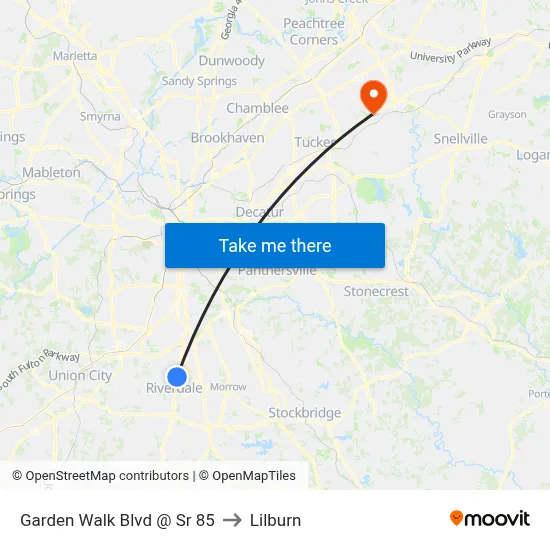 Garden Walk Blvd @ Sr 85 to Lilburn map