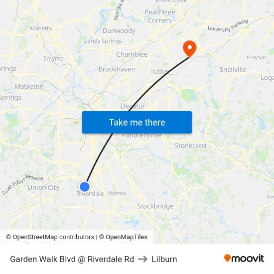 Garden Walk Blvd @ Riverdale Rd to Lilburn map