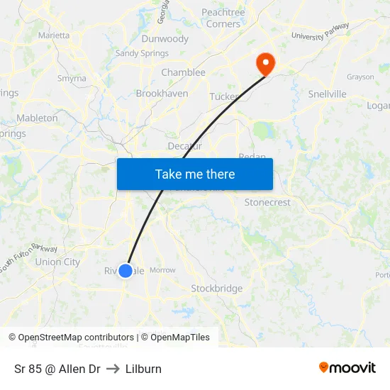 Sr 85 @ Allen Dr to Lilburn map